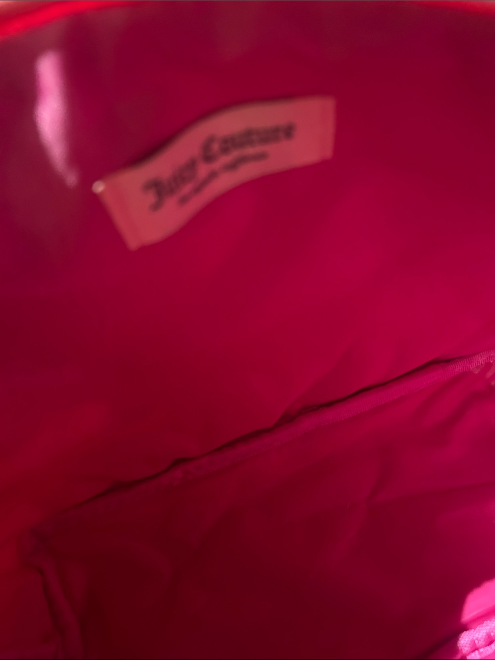 NEW Juicy Couture Bright Pink Velvet Embossed Cosmetic Bag - Picture 3 of 4